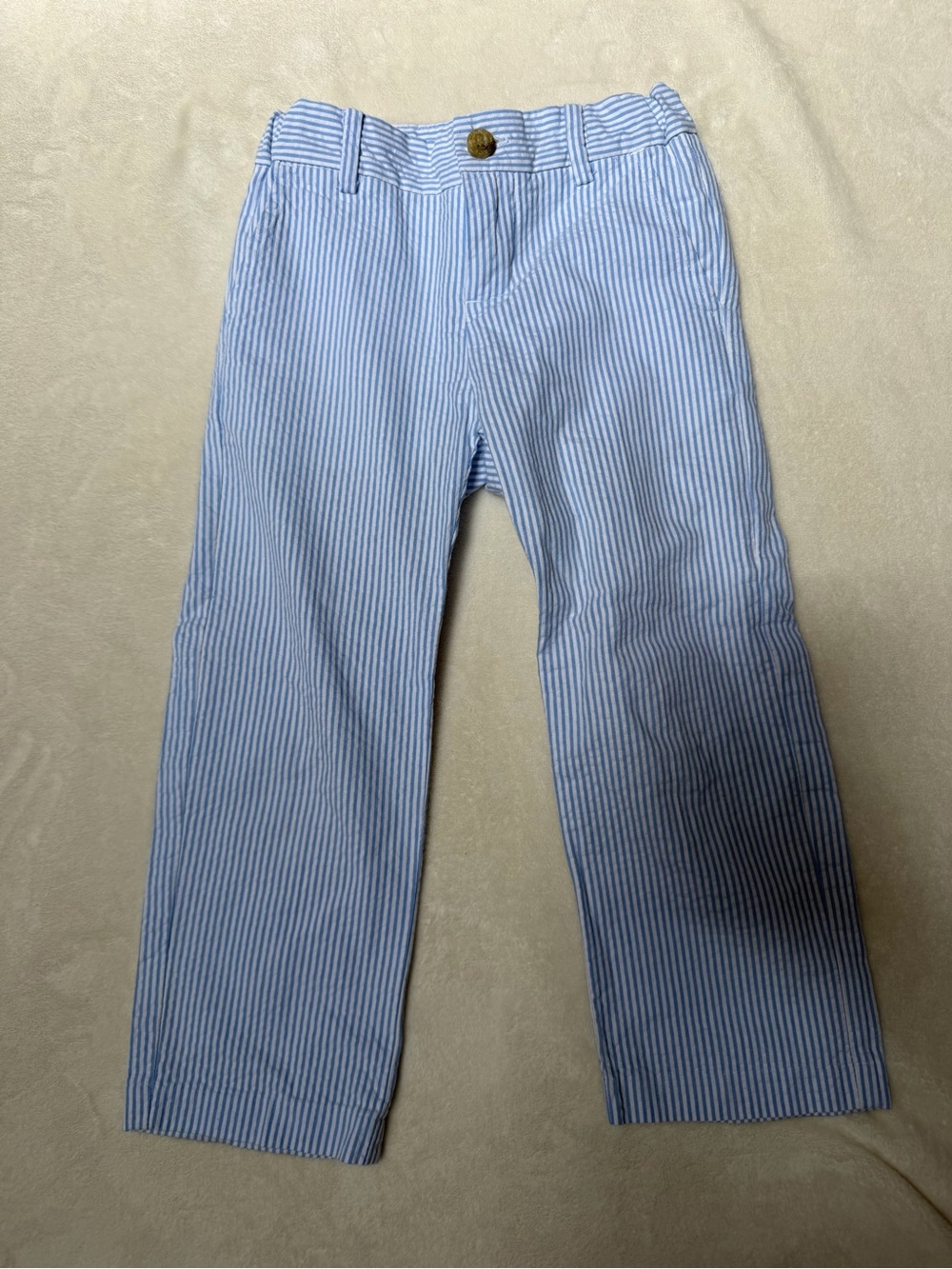 Janie and Jack Light Blue & White Seersucker Chinos